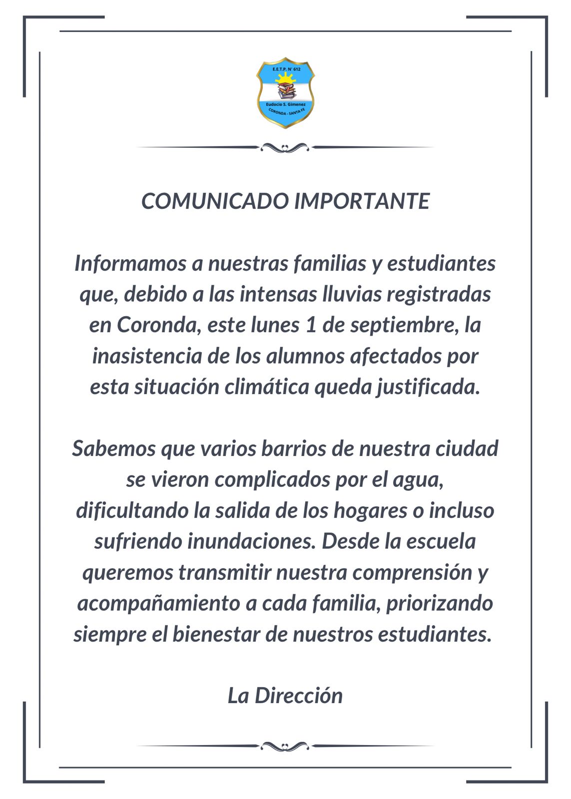 Comunicado importante